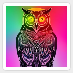 Neon Rainbow Owl Sticker